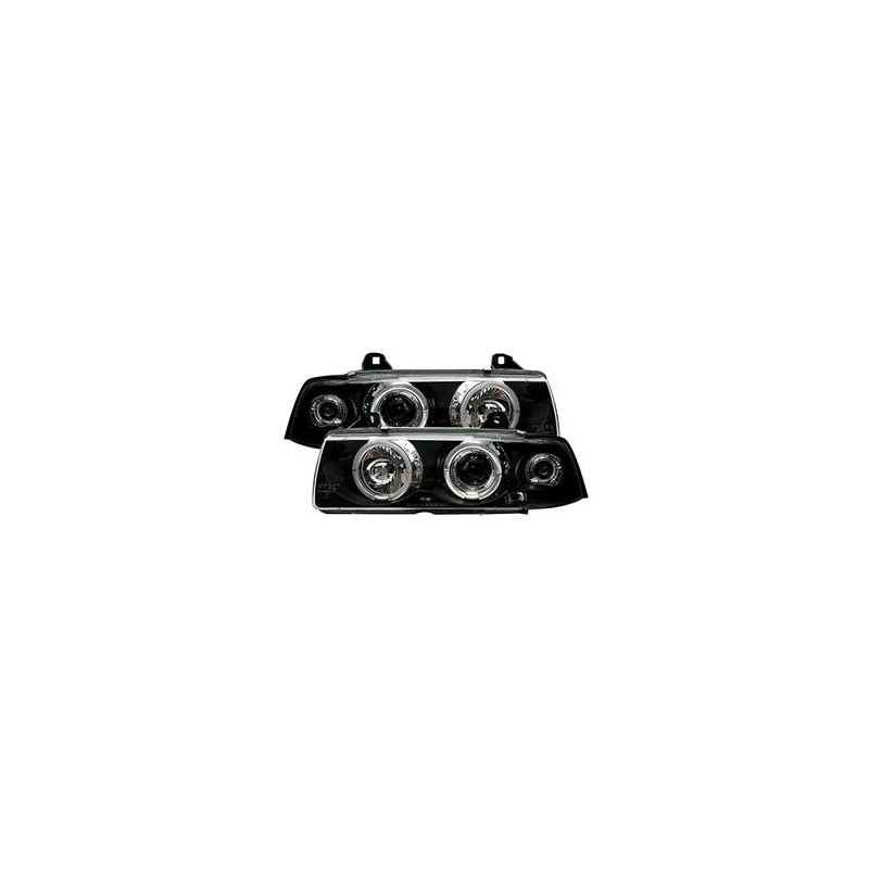 2 PHARES ANGEL EYES BMW SERIE 3 E36 COUPE CABRIOLET 3/1992-4/1999 NOIR LED