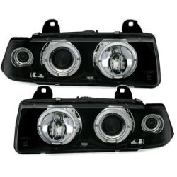 2 PHARES ANGEL EYES BMW SERIE 3 E36 COUPE CABRIOLET 3/1992-4/1999 NOIR LED