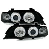 2 PHARES ANGEL EYES BMW SERIE 5 E39 BERLINE TOURING 9/1995-8/2000 NOIR LED BLANC
