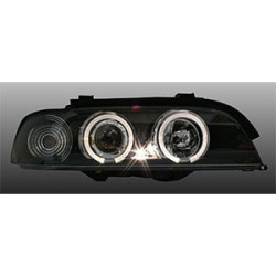 2 PHARES ANGEL EYES BMW SERIE 5 E39 BERLINE TOURING 9/1995-8/2000 NOIR LED BLANC