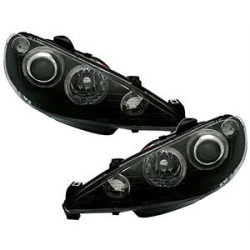 2 PHARES ANGEL EYES PEUGEOT 206 206CC 206SW SW CC NOIR CRISTAL H7 UNIQUEMENT