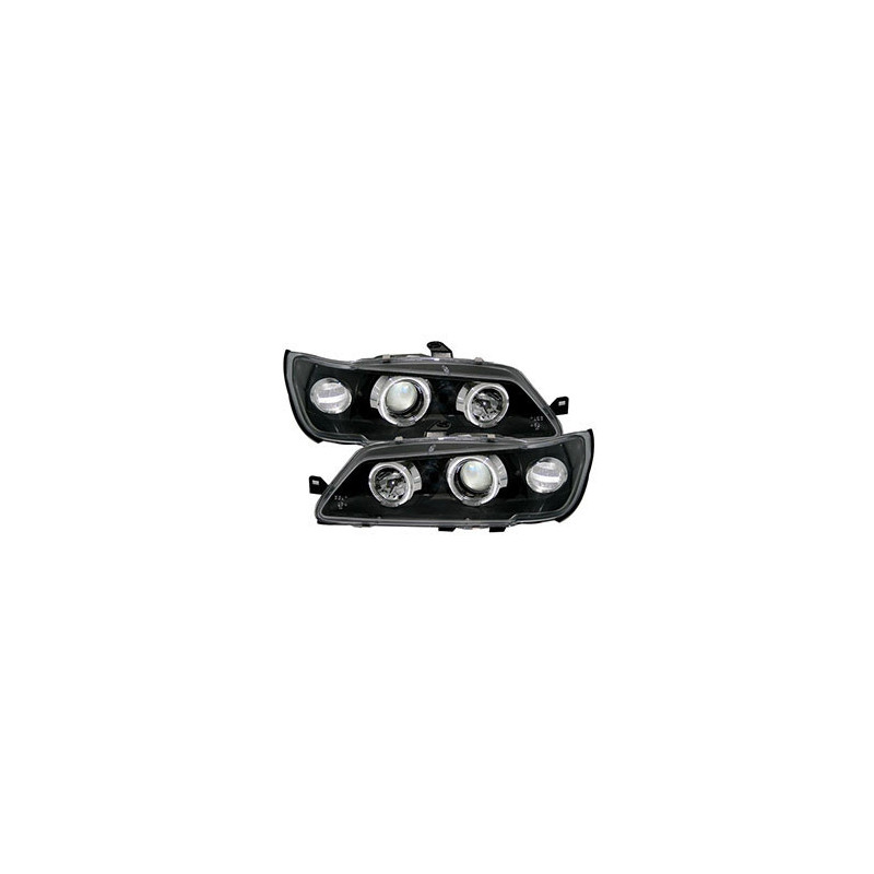 2 PHARES ANGEL EYES PEUGEOT 306 BERLINE BREAK PHASE 1 NOIR LED 04/1993-07/1997