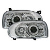 2 PHARES ANGEL EYES VW GOLF 3 BERLINE BREAK 8/1991-5/1999 CHROME LED TYP1