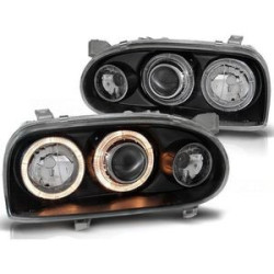 2 PHARES ANGEL EYES VW GOLF 3 BERLINE BREAK 8/1991-5/1999 NOIR LED CRISTAL