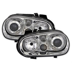 2 PHARES ANGEL EYES VW GOLF 4 BERLINE BREAK 8/1997-6/2006 CHROME LED TYP2