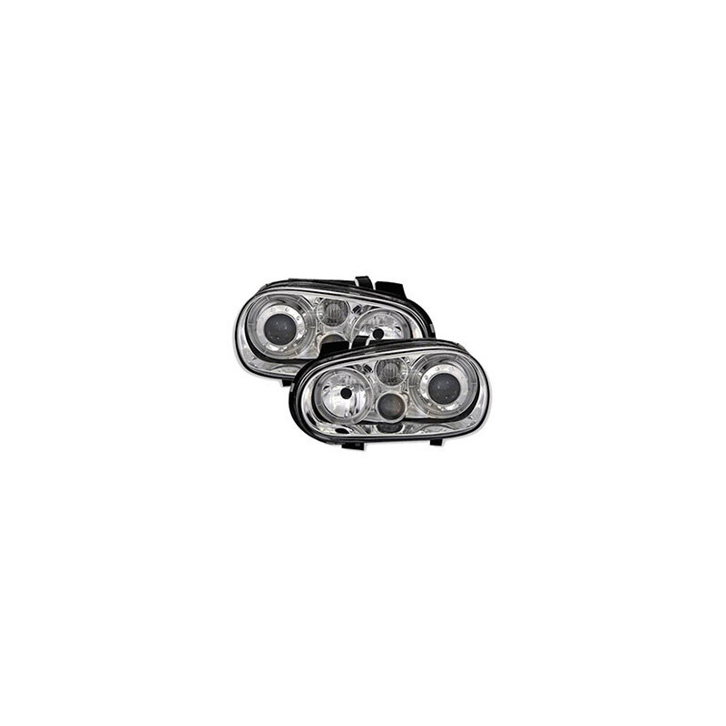 2 PHARES ANGEL EYES VW GOLF 4 BERLINE BREAK 8/1997-6/2006 CHROME LED TYP2
