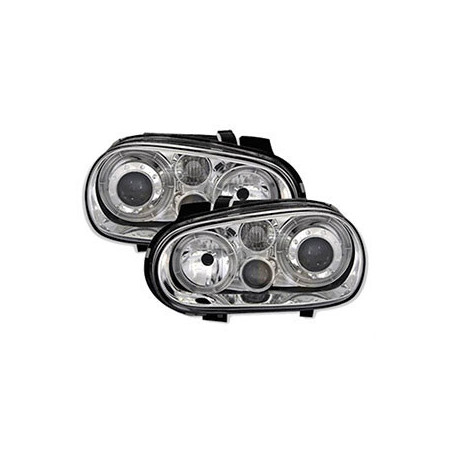 2 PHARES ANGEL EYES VW GOLF 4 BERLINE BREAK 8/1997-6/2006 CHROME LED TYP2