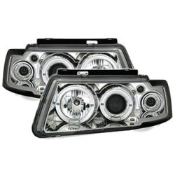 2 PHARES ANGEL EYES VW PASSAT 3B BERLINE BREAK CHROME LED 8/1996-11/2000