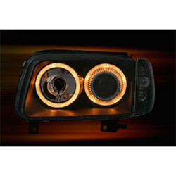 2 PHARES ANGEL EYES VW POLO 6N2 NOIR CRISTAL PHARE OPTIQUE 09/1999-07/2001