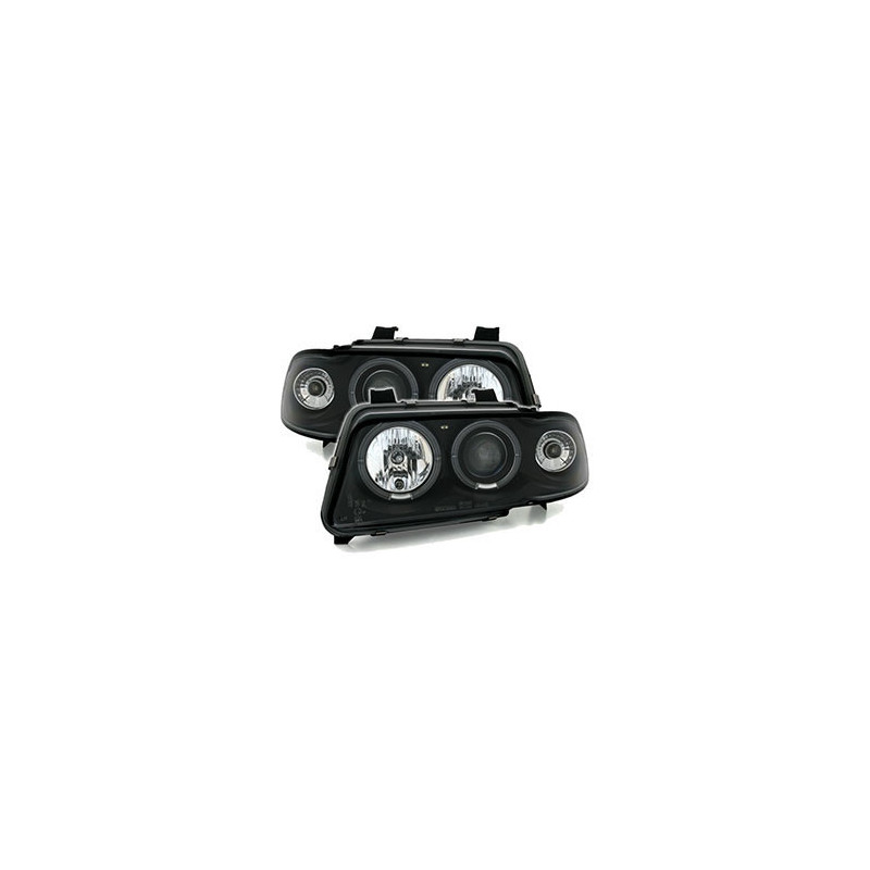 2 PHARES ANGEL EYES AUDI A4 B5 1994-1999 BERLINE AVANT FEUX AVANT NOIR LED