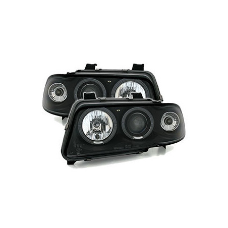 2 PHARES ANGEL EYES AUDI A4 B5 1994-1999 BERLINE AVANT FEUX AVANT NOIR LED