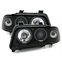 2 PHARES ANGEL EYES AUDI A4 B5 1994-1999 BERLINE AVANT FEUX AVANT NOIR LED
