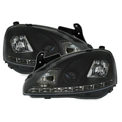 2 PHARES DEVIL EYES OPEL CORSA C NOIR CRISTAL LED 10/2000-09/2006