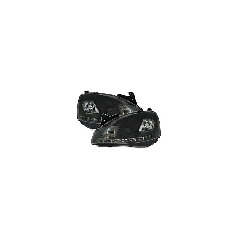 2 PHARES DEVIL EYES OPEL CORSA C NOIR CRISTAL LED 10/2000-09/2006