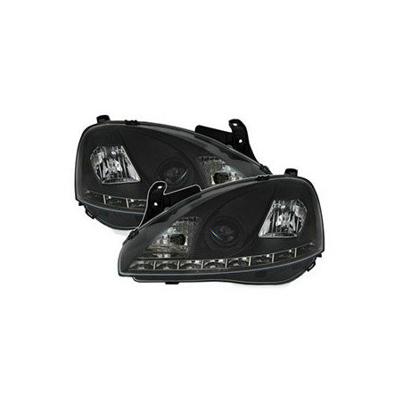 2 PHARES DEVIL EYES OPEL CORSA C NOIR CRISTAL LED 10/2000-09/2006