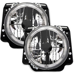 2 PHARES ANGEL EYES VW GOLF 2 8/1983-12/1992 CHROME CRISTAL AVEC CROIX