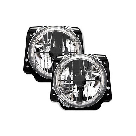2 PHARES ANGEL EYES VW GOLF 2 8/1983-12/1992 CHROME CRISTAL AVEC CROIX