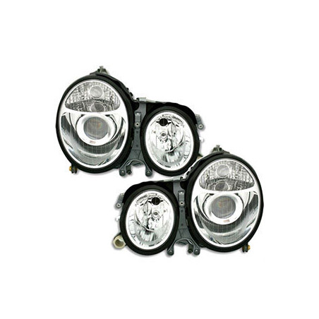 2 PHARES MERCEDES CLASSE E W210 S210 BERLINE BREAK 9/1999-6/2002 CHROME LOOK