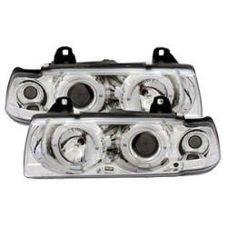 PHARES DROIT + GAUCHE ANGEL EYES CHROME BMW SERIE 3 E36 CABRIOLET 3/1993-4/1999