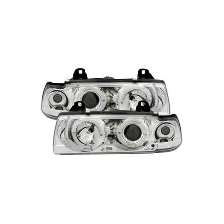PHARES DROIT + GAUCHE ANGEL EYES CHROME BMW SERIE 3 E36 CABRIOLET 3/1993-4/1999