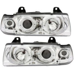 PHARES DROIT + GAUCHE ANGEL EYES CHROME BMW SERIE 3 E36 CABRIOLET 3/1993-4/1999