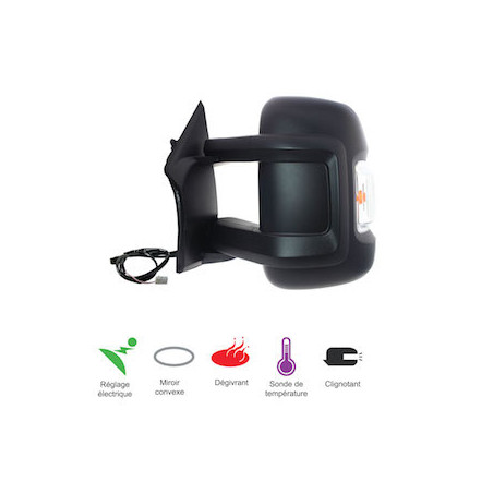 RETROVISEUR GAUCHE ELECT NOIR AS BRAS 160MM DUCATO BOXER JUMPER A PARTIR 4/2006