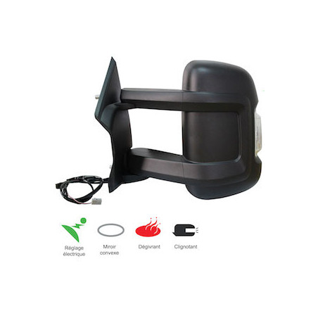 RETROVISEUR GAUCHE ELECT NOIR SS BRAS 190mm DUCATO BOXER JUMPER A PARTIR 4/2006