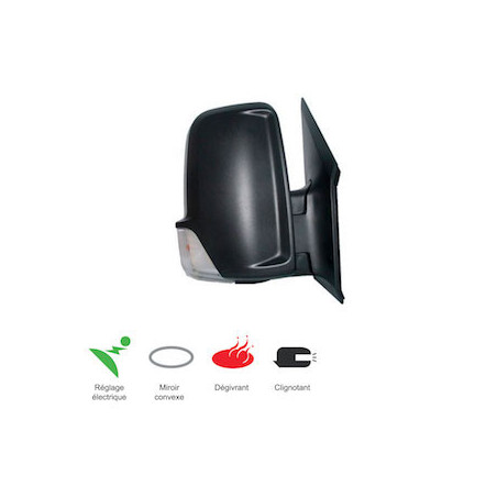 RETROVISEUR DROIT ELECT NOIR BA SPRINTER 906 CRAFTER 30-50 2E 4/2006 A 2/2009