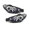 KIT DE PHARE AVANT ANGEL EYES LED A FOND NOIR PEUGEOT 206 PHASE 1 EN H4