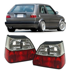KIT DE FEUX ARRIERE CRYSTAL ROUGE ET BLANC POUR VW GOLF 2 DE 8/83 A 12/92