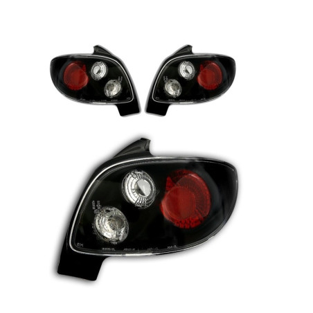 KIT 2 FEUX ARRIERE BLANC ET NOIR TRANSLUCIDE POUR PEUGEOT 206 3 ET 5 PORTES