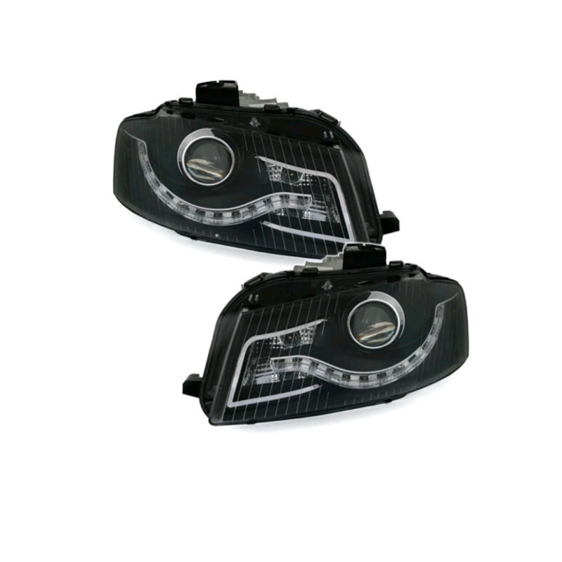 2 FEUX PHARE AVANT LED POUR AUDI A3 8P DE 2003 A 2008 A FOND NOIR