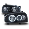 Phares AE-Design angel eyes fond noir pour VW Golf 3 (modèles 1992-1997).