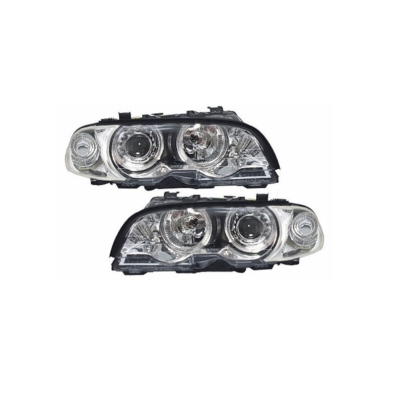 2 PHAREs AVANT ANGEL EYES CHROME BMW SERIE 3 E46 COUPE PHASE 1 DE 04/99 A 04/03