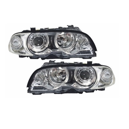 2 PHAREs AVANT ANGEL EYES CHROME BMW SERIE 3 E46 COUPE PHASE 1 DE 04/99 A 04/03