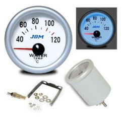 MANOMETRE TEMPERATURE EAU + SONDE 40°C - 120°C FOND BLANC ECLAIRAGE BLEU MANO