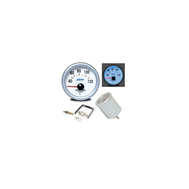 MANOMETRE TEMPERATURE EAU + SONDE 40°C - 120°C FOND BLANC ECLAIRAGE BLEU MANO