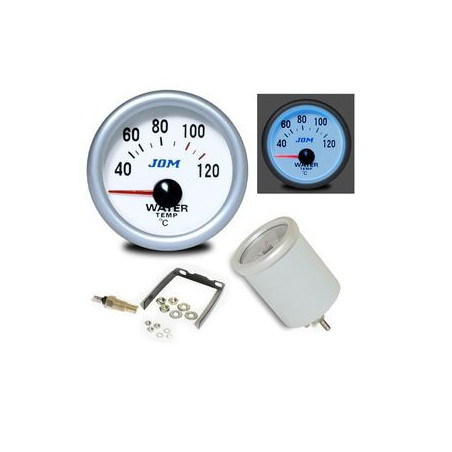 MANOMETRE TEMPERATURE EAU + SONDE 40°C - 120°C FOND BLANC ECLAIRAGE BLEU MANO