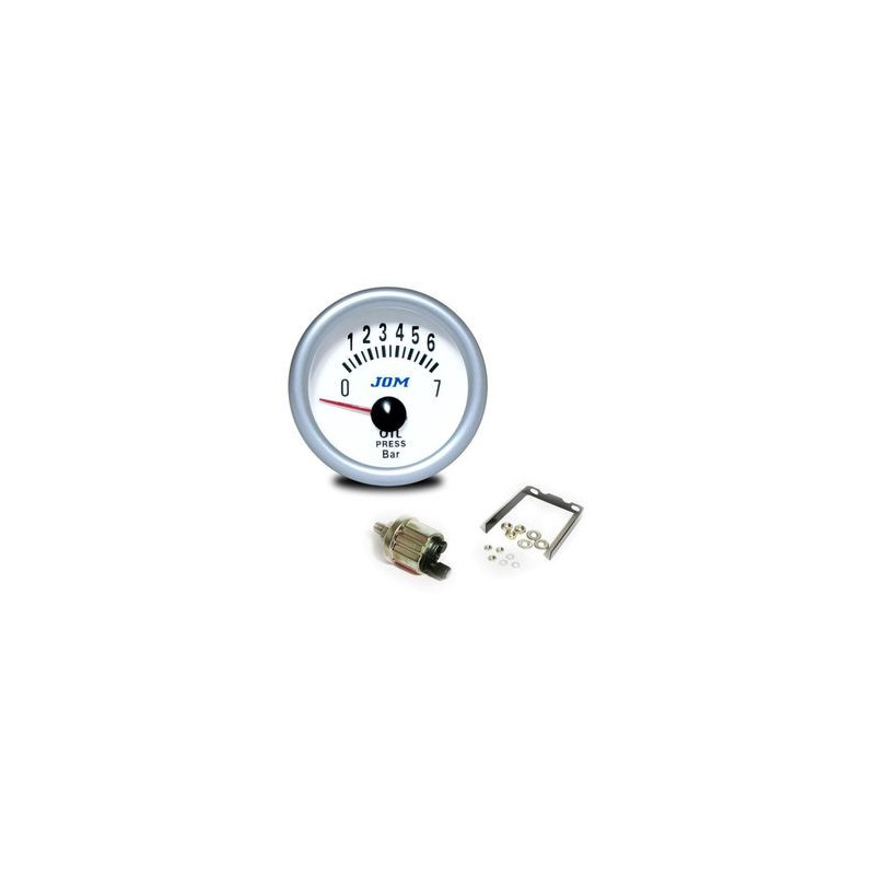 MANOMETRE PRESSION HUILE 0 - 7 BARS Ø 52 MM FOND BLANC ECLAIRAGE BLEU MANO
