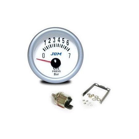MANOMETRE PRESSION HUILE 0 - 7 BARS Ø 52 MM FOND BLANC ECLAIRAGE BLEU MANO