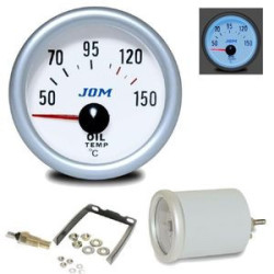 MANOMETRE TEMPERATURE HUILE + SONDE 50°C - 150°C FOND BLANC ECLAIRAGE BLEU MANO