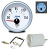 MANOMETRE TEMPERATURE HUILE + SONDE 50°C - 150°C FOND BLANC ECLAIRAGE BLEU MANO