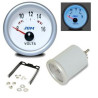 MANOMETRE VOLTMETRE 8 V - 16 V Ø 52 MM FOND BLANC ECLAIRAGE BLEU MANO PLASMA