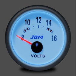 MANOMETRE VOLTMETRE 8 V - 16 V Ø 52 MM FOND BLANC ECLAIRAGE BLEU MANO PLASMA