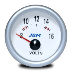 MANOMETRE VOLTMETRE 8 V - 16 V Ø 52 MM FOND BLANC ECLAIRAGE BLEU MANO PLASMA