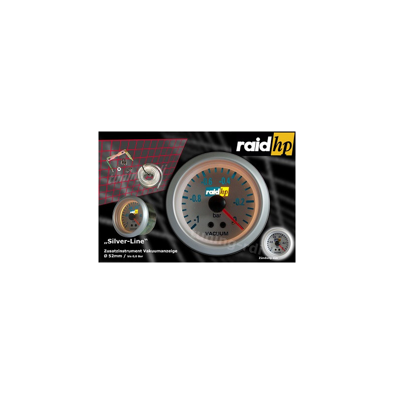 MANOMETRE A DEPRESSION -1 A 0 BARS GRIS BLANC RAID HP 660222 SPORT MANO 52MM