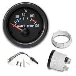MANOMETRE TEMPERATURE EAU + SONDE 40°C - 120°C MANO Ø 52 MM FOND NOIR OLDTIMER