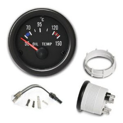 MANOMETRE TEMPERATURE HUILE + SONDE 50°C - 150°C MANO Ø 52 MM FOND NOIR OLDTIMER
