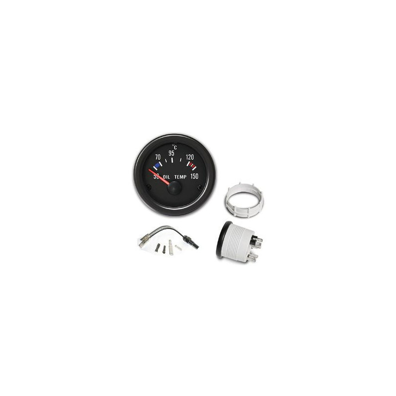 MANOMETRE TEMPERATURE HUILE + SONDE 50°C - 150°C MANO Ø 52 MM FOND NOIR OLDTIMER