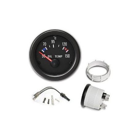 MANOMETRE TEMPERATURE HUILE + SONDE 50°C - 150°C MANO Ø 52 MM FOND NOIR OLDTIMER